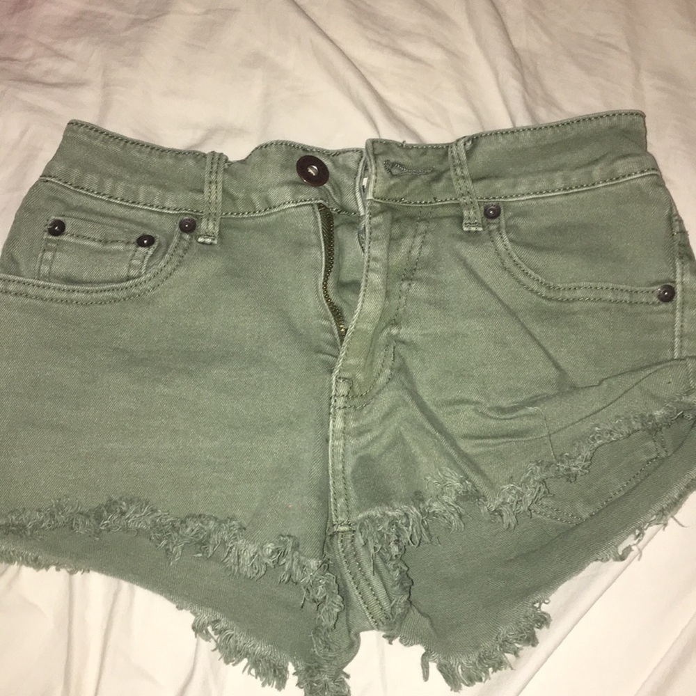 Green Bullhead Denim Shorts